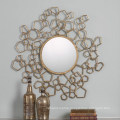 Creative Round Metal Framed Wall Decorative Mirror / Antique Gold Mirror Frame